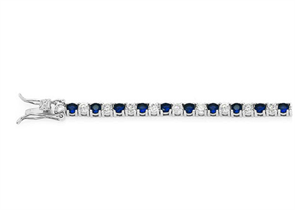 Silver Plated Tennis Bracelet with Blue CZ Studded